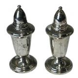 Pair of 4" Crown Sterling Silver Weighted Salt and Pepper Shakers (188 grams total weight)