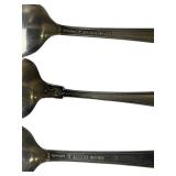Six Sterling Silver Spoons - 6" Gorham Pat. 1913 Etruscan, 6" Treasure Pat. 1921, 5.75" Madam Jumel by Whiting (136 grams total weight)