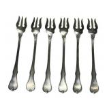 Six 5.5" Sterling Silver Cocktail Forks with Monogram (96 grams)