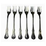 Six 5.5" Sterling Silver Cocktail Forks with Monogram (96 grams)