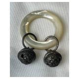 Assorted Sterling Silver Pieces - International Sterling 7.5" Weighted Reinforced, 6" Lunt Sterling 021 Reinforced Vase, 4.25" Lunt Sugar Tongs, 4" Lunt Fork, 2" Glass Jar with Sterling Lid, and Mothe