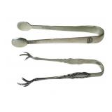 Assorted Sterling Silver Pieces - International Sterling 7.5" Weighted Reinforced, 6" Lunt Sterling 021 Reinforced Vase, 4.25" Lunt Sugar Tongs, 4" Lunt Fork, 2" Glass Jar with Sterling Lid, and Mothe