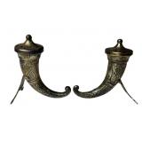 Vintage Theodor Olsens Eftf Norway Sterling Silver Viking Horn Salt and Pepper Shakers (32 grams total weight)