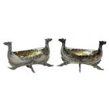 Vintage Norweigan 830SL Silver Salt and Pepper Cellar Dishes (2" Tall x 3.5" Long)