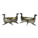 Vintage Norweigan 830SL Silver Salt and Pepper Cellar Dishes (2" Tall x 3.5" Long)