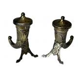 Vintage Theodor Olsens Eftf Norway Sterling Silver Viking Horn Salt and Pepper Shakers (32 grams total weight)