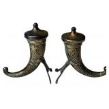 Vintage Theodor Olsens Eftf Norway Sterling Silver Viking Horn Salt and Pepper Shakers (32 grams total weight)