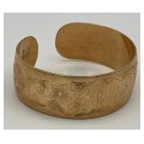 14K Solid Gold 7" Cuff Bracelet with Monogram, S. Kirk & Son (38.8 grams)