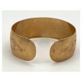 14K Solid Gold 7" Cuff Bracelet with Monogram, S. Kirk & Son (38.8 grams)