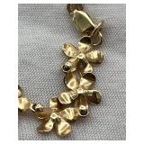 14K Solid Gold Hawaiian Plumeria Flower Bracelet, 6.75" (10.2 grams)