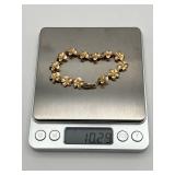 14K Solid Gold Hawaiian Plumeria Flower Bracelet, 6.75" (10.2 grams)