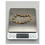 14K Solid Gold Hawaiian Plumeria Flower Bracelet, 6.75" (10.2 grams)