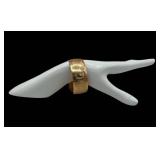 14K Solid Gold 7" Cuff Bracelet with Monogram, S. Kirk & Son (38.8 grams)