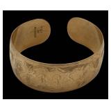 14K Solid Gold 7" Cuff Bracelet with Monogram, S. Kirk & Son (38.8 grams)