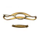 Pair of Vintage 14K Gold Brooches (2.75" and 1 1/8") (5.5 grams total weight)