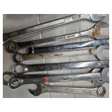 Lot of 7 huge wrenches, a dog chain and a a dry adhesive ( USED)