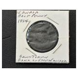 1854 Canada Half Penny Bank Token Bank of Upper Canada