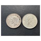1946 and 1965 Canada Silver Half Dollars