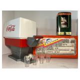 Vintage Coca-Cola Kids Soda Fountain Dispenser, Coca-Cola Bear Ornament and Super Joe Adventure Team Case