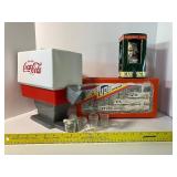 Vintage Coca-Cola Kids Soda Fountain Dispenser, Coca-Cola Bear Ornament and Super Joe Adventure Team Case