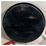 Vintage Mason Ware Toleware Serving Round Tray and Red Wood Handled Utensils