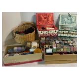Large Sewing Notion LOT - Buttons, Yarn, Thread, Baskets and More