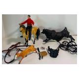 Breyer Cowboy, Horse, Bucking Bull and Carol Herden Calf