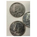 Five Kennedy Half Dollars in Circulated Condition 1964,1968,1971,1972,1974