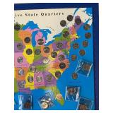 Fifty U.S. Commemorative State Quarters in Collecting Book and Fifteen More State Quarters