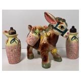 Thames Donkey Figurine with Salt and Pepper and Oil and Vinegar Cruets
