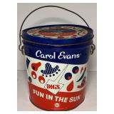 Vintage "Fun in the Sun" Sand Pail by J.C. Penney Tin Litho by artist Carol Evans
