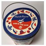 Vintage "Fun in the Sun" Sand Pail by J.C. Penney Tin Litho by artist Carol Evans