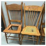 Four Vintage Wood Cane Seat Chairs As Is