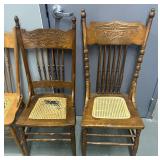 Four Vintage Wood Cane Seat Chairs As Is