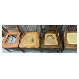 Four Vintage Wood Cane Seat Chairs As Is