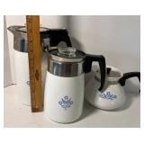 Vintage Corning Ware Blue Cornflower Coffee and Tea Pots