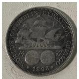 1893 Columbian Chicago Worlds Expo Commemorative Silver Half Dollar