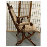 Antique Victorian Military Campaign Folding Chair Eastlake Hard to Find