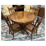 Vintage Round Dining Room Table with Four Chairs