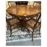 Vintage Round Dining Room Table with Four Chairs