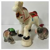 Vintage Circus Horse Planter and Circus Elephant S&P Promo Item Leon IA