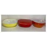 Lot of 3 Vintage Pyrex Red Orange Yellow