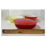 Lot of 3 Vintage Pyrex Red Orange Yellow