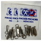 Vintage Beer Lamp Pieces German Beer and lot of Bottle Openers