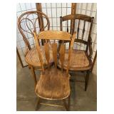 Lot of 3 Vintage Wood Chairs Petite
