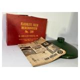 Vintage Flashlite Bulb Merchandiser No. 300 Box with Some Bulbs and Enamel Light