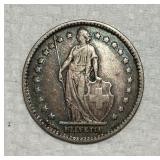Switzerland  1912 1 Franc Silver Coin