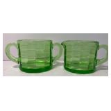 Uranium Glass Sugar and Creamer Depression Glass