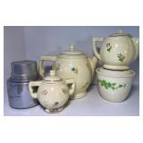 Vintage Fraunfelter Ceramic Coffee Pot Set Oven Serve Cereal Jar