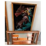 Vintage Mid Century Shadow Box and Velvet Matador Painting